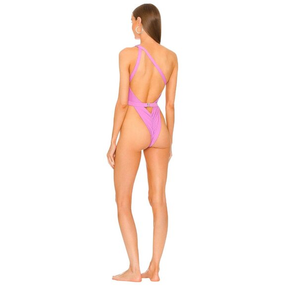 Michael Costello Kasie One Piece in Electric Purple Medium New Womens Swimsuit - Picture 2 of 7